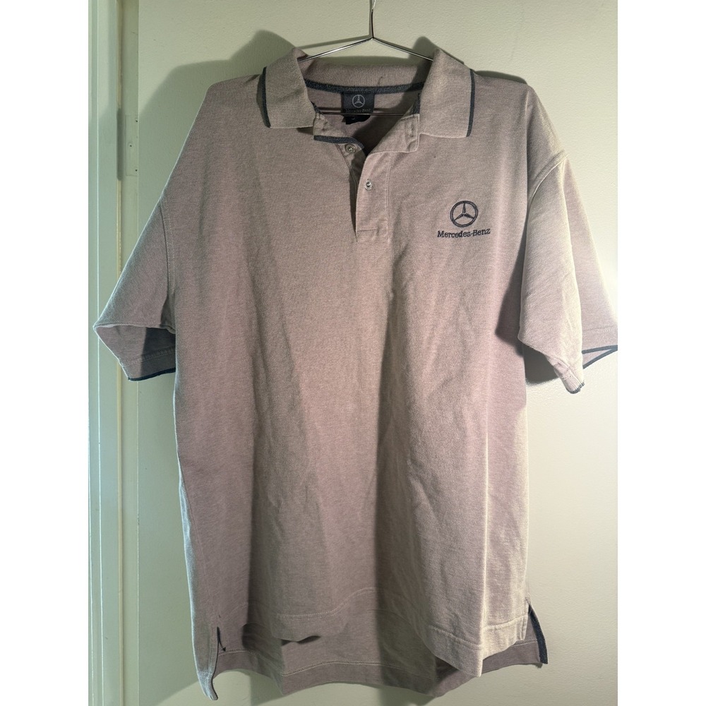 Mercedes-Benz Gray Polo Shirt Men's Size L Large Golf Great Shape